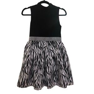 Girl's Pink & Violet Sleeveless Fit & Flare Dress In Zebra‎ Size 12
